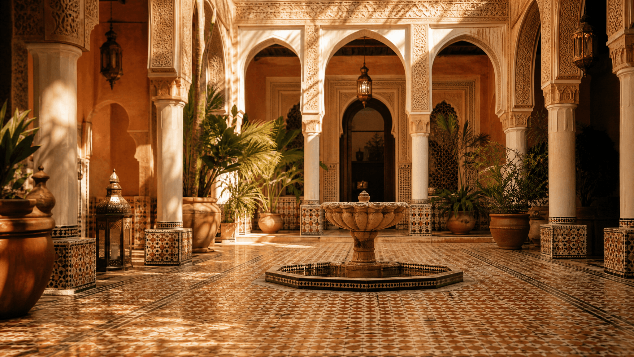 Cour intérieure d'un riad marocain
